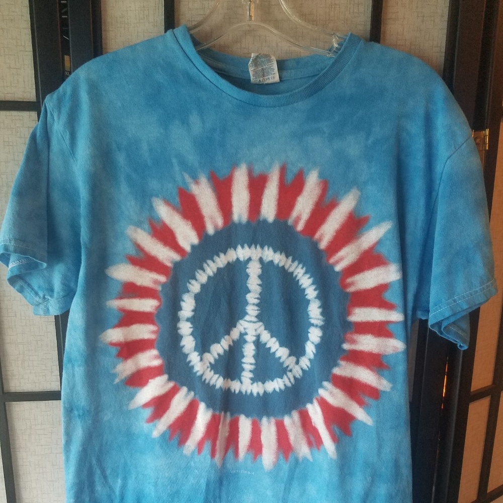Tie dye peace graphic cotton tee med 078